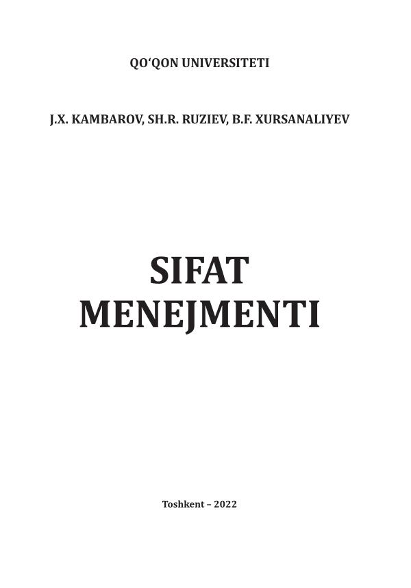 Sifat menejmenti, Kambarov J.X.