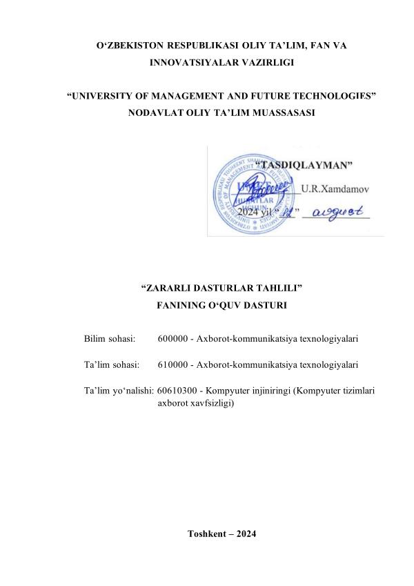 Zararli dasturlar tahlili